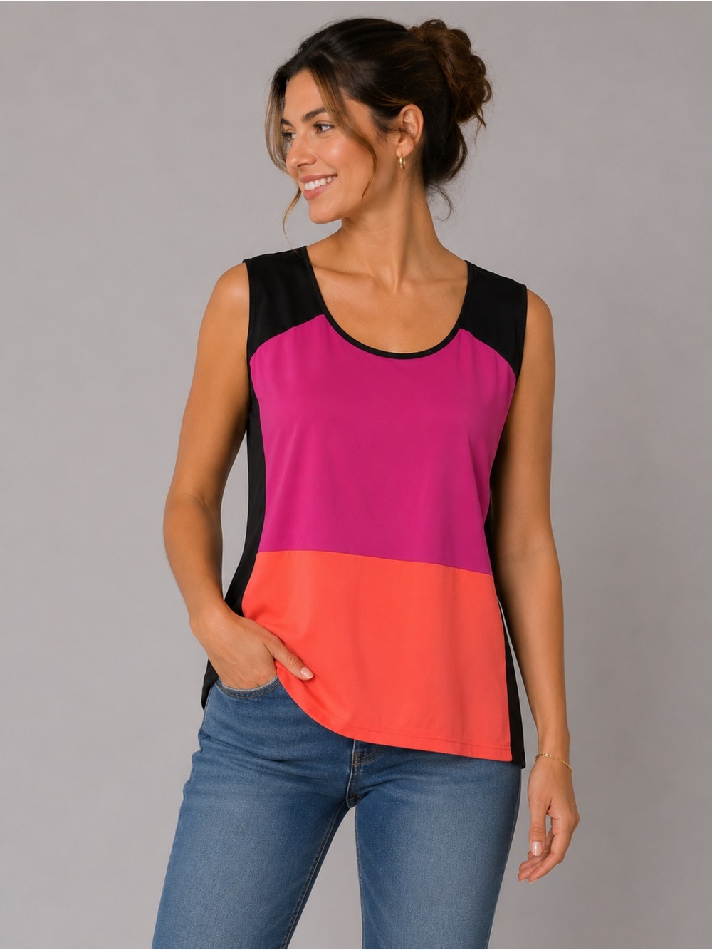 Victoria Collection Color Block Sleeveless Top – Made in Canada